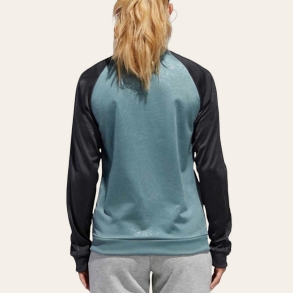 Adidas Firebird Floral Embossed Zip Up Bomber Track Jacket Teal Black - Picture 6 of 16